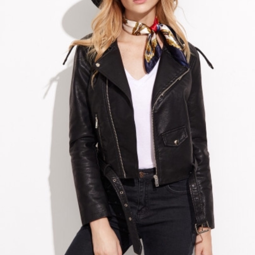 NWT Black Vegan Leather Moto Jacket